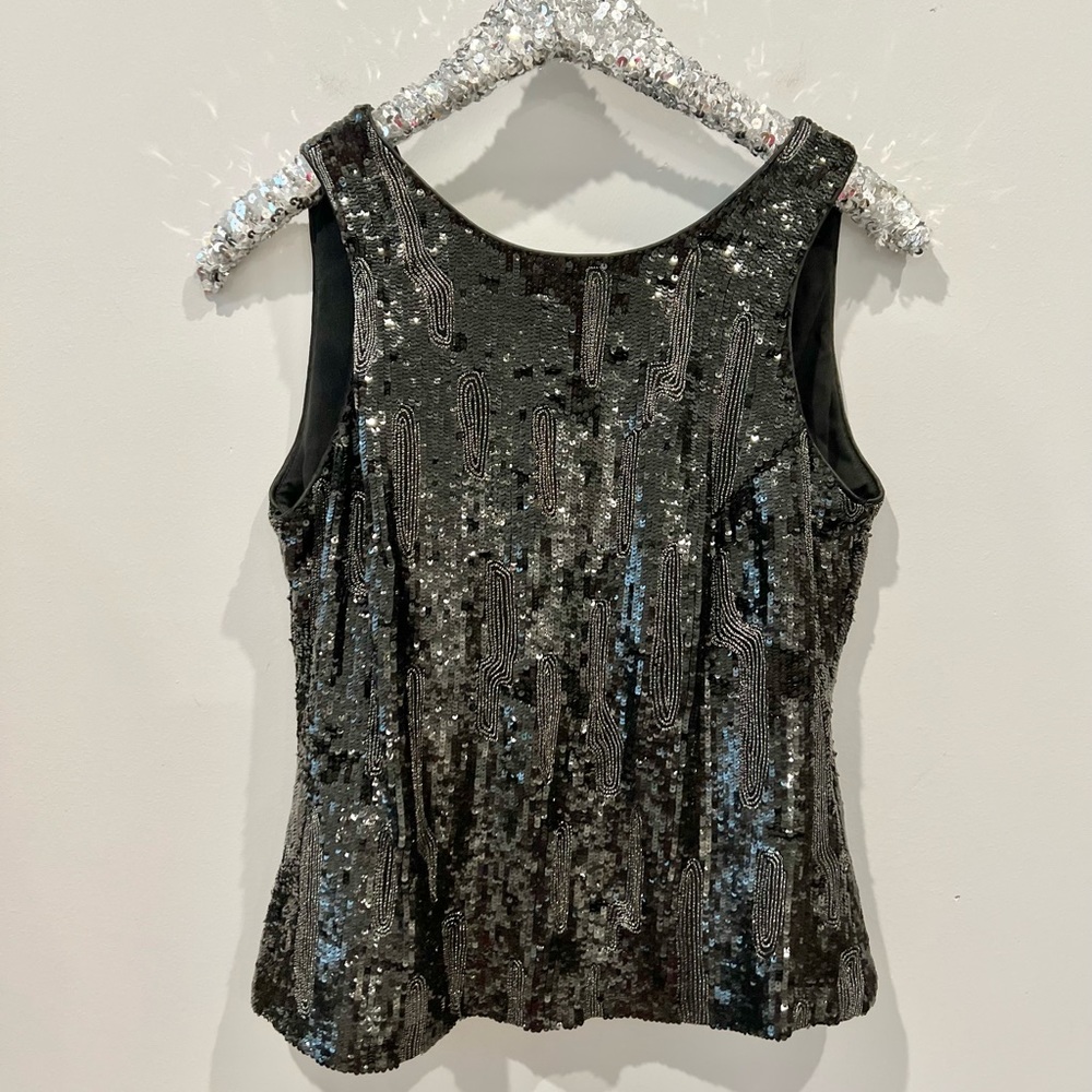 Black Sequin Blouse Zenobia Size 6
